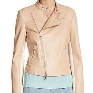 Dkny Leather Asymmetrical Jacket